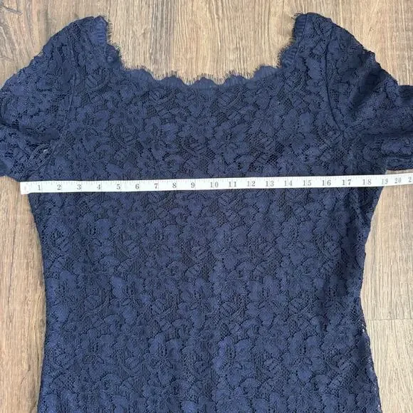 Diane Von Furstenberg Zarita Lace Dress in Navy Blue Size 14 - Picture 9 of 13